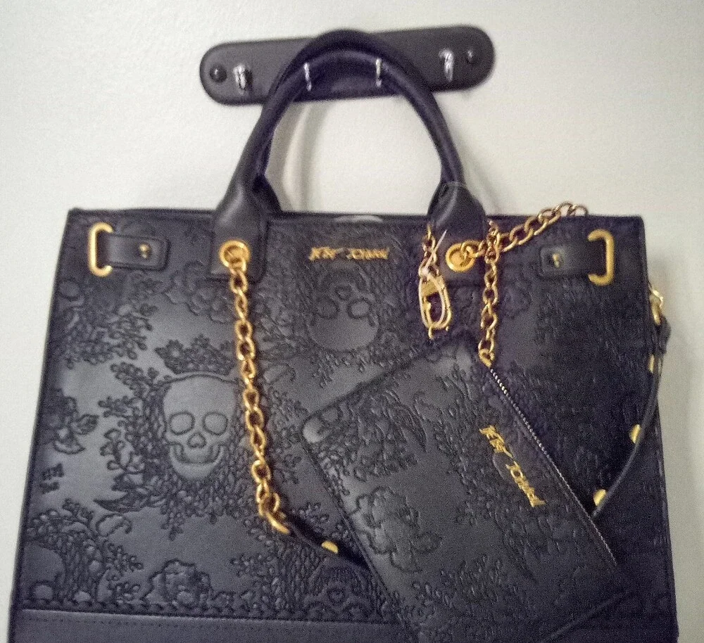 Black Betsey Johnson Skull Satchel/Tote